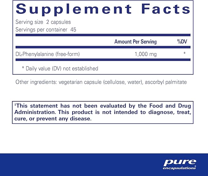 Pure Encapsulations DL-Phenylalanine | Amino Acid Supplement for Memory and Focus, Joints, Muscles, and Cognitive Support* | 90 Capsules