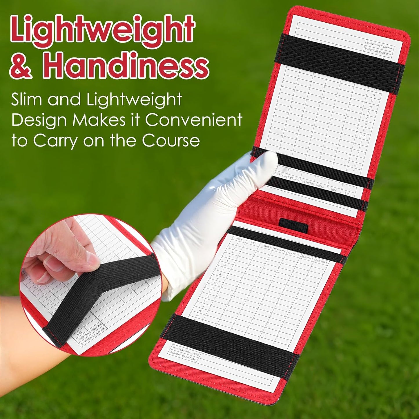 TIESOME Premium PU Leather Golf Scorecard Holder, Golf Yardage Book Cover Score Card Holder with Built-in Pencil Loop, Black 6.9x4.3in