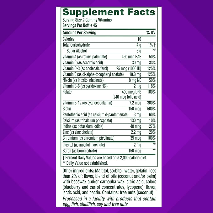 Vitafusion Women’s Sugar Free Daily Multivitamin Supplement, Keto Diet Friendly Adult Gummy Vitamin for Energy, Bone & Immune Support*, 90 Count
