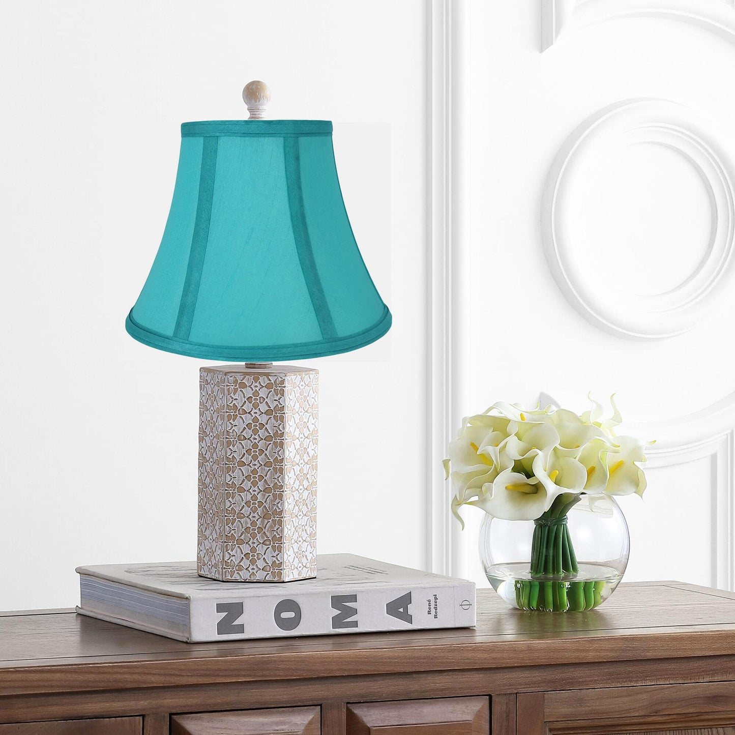 Urbanest Set Of 2 Softback Bell Lampshades, Faux Silk, Teal, 5X9X7