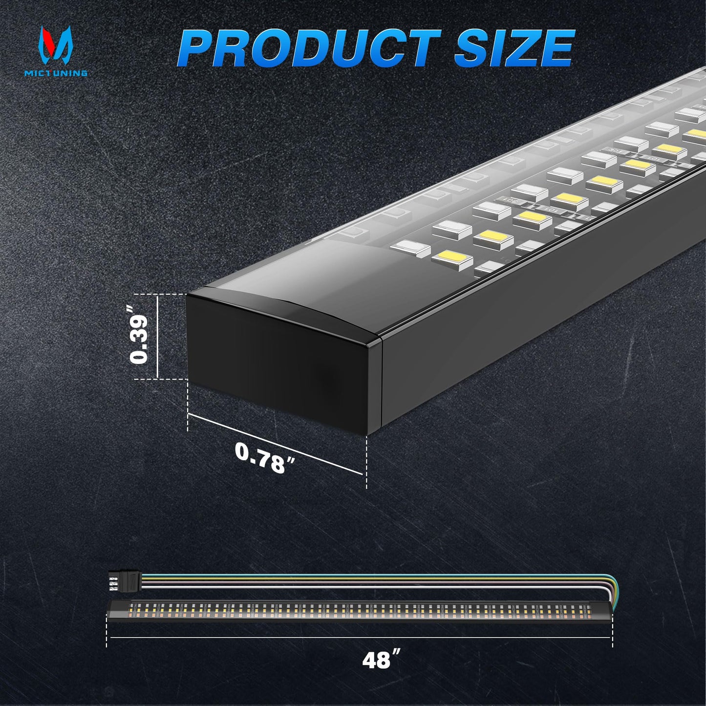 Mictuning Truck Tailgate Light Strip 48 Inch Triple Row 360 Led Ip67 Waterproof With Red Running Brake Sequential Turn Signal  Strobe & White Reverse Lighting