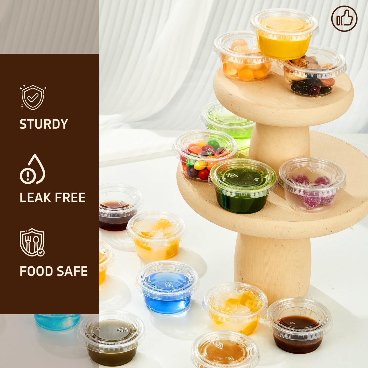 YEEHAW 100 Sets - 2 oz Jello Shot Cups with Lids, Portion Cups, Clear Disposable Plastic Jello Shot Cups for Meal Prep, Salad Dressing, Soufflé, Portion Containers