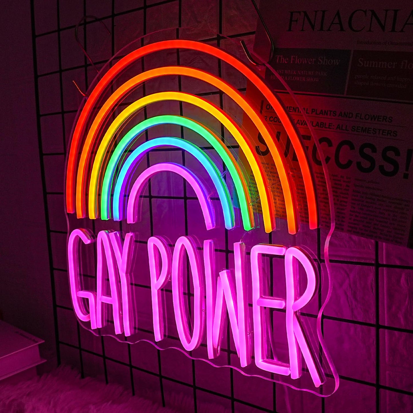 Lmsignly Gay Power Neon Sign Rainbow Neon Light For Wall Decor Dimmable Pink Letter Neon Light Sign For Gay Bar Prideclassroom Decor Bedroom Living Room Club Nursery Christmas Gift