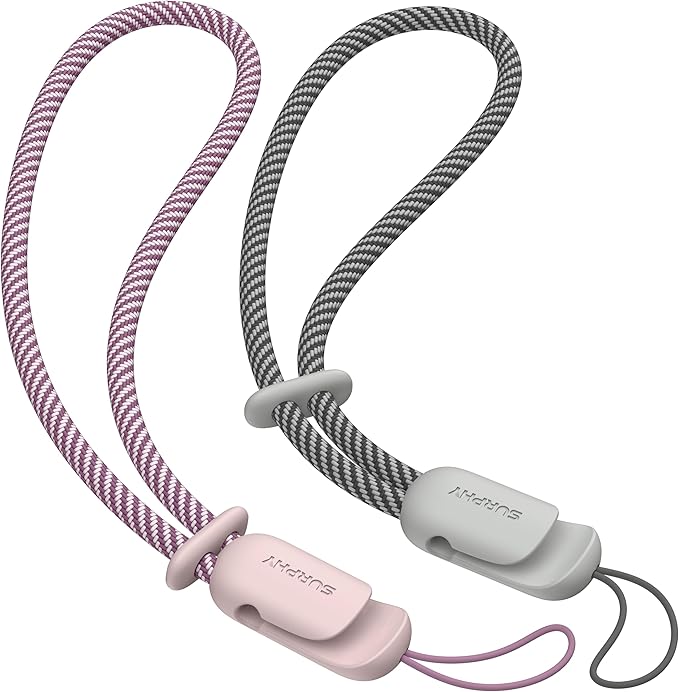 SURPHY 2 Pack Phone Lanyard for Cellphone Case, Phone Wrist Strap for Case, Cellphone Strap with 2-Color Braided, Charm Wr...