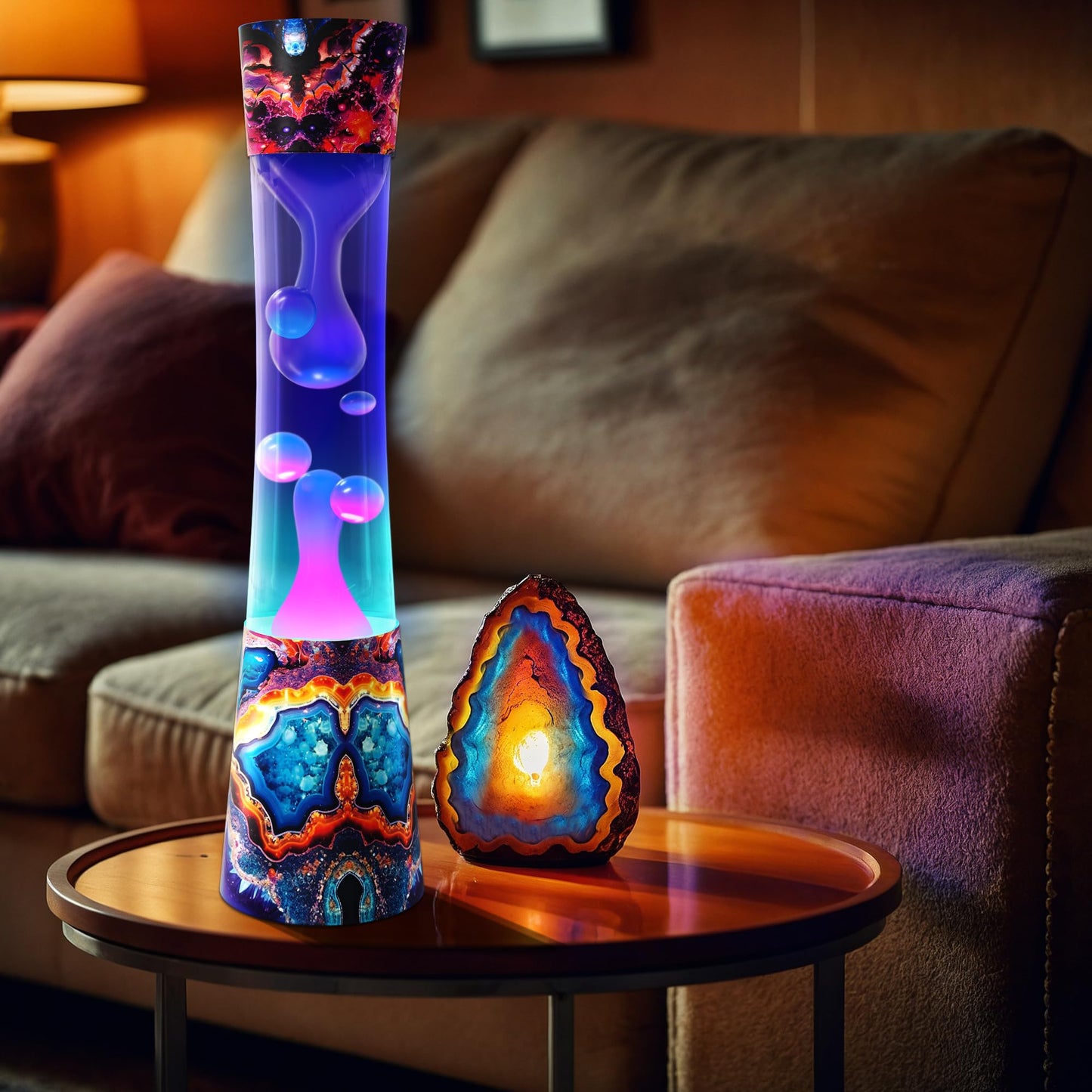 JAMBO Motion Lamp - 15.5in Amber Crystal, Aluminum, Relaxing Mood Light for Home Decor, Model 74000