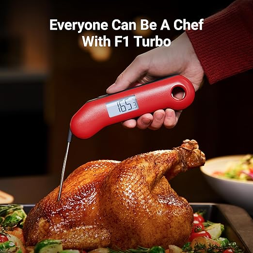 ProfessionaI Meat Thermometer Digital, 3X Faster 0.5 Sec Instant Read, NIST Certified Accurate to ±0.5°F, 100% Waterproof, Auto-Rotating Bright Display, Auto Wake/Sleep, NSF Certified