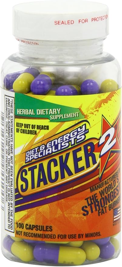 Stacker 2 Fat Burner Capphedra Free, 100-Count Bottlesules, E