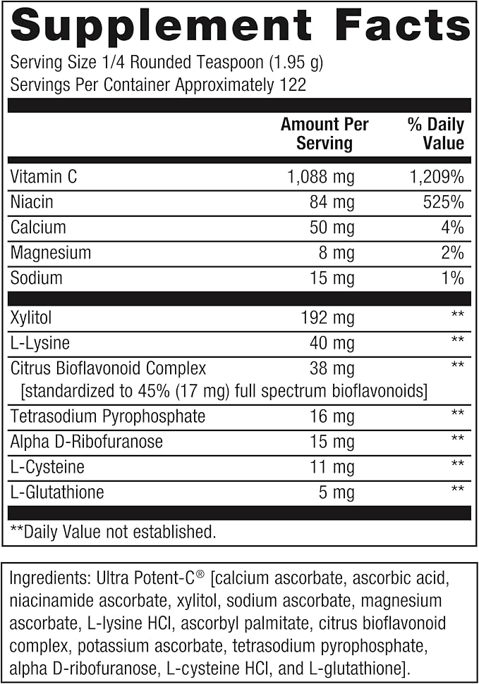 Metagenics Ultra Potent-C Vitamin C Powder - Immune Support Supplements* - Gentle On Stomach - with Bioflavonoids, L-Glutathione & L-Lysine - Non-GMO - Gluten-Free - 8.39 oz