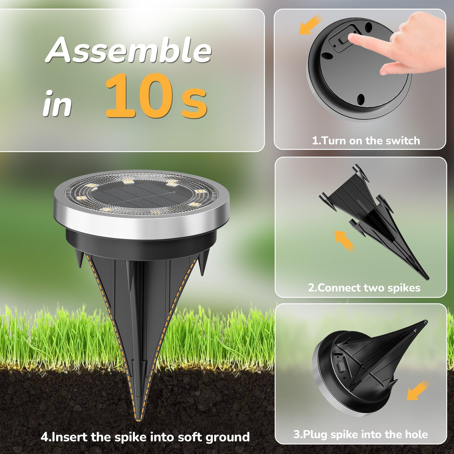Incx Solar Ground Lights  8 Pack Solars Light Outdoor Waterproof  Solar Garden Lights Landscape Lighting For Patio Pathway Lawn Yard Deck Driveway Walkway  Cold White