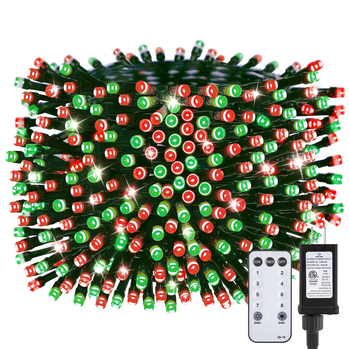 Minetom 1000 Led Christmas Tree Lights  328 Ft Green Wire Led Decorative Fairy Lights With Remote & 8 Modes  Waterproof For Outdoor Xmas Holiday Party Garden Wedding Home Decor  Red & Green