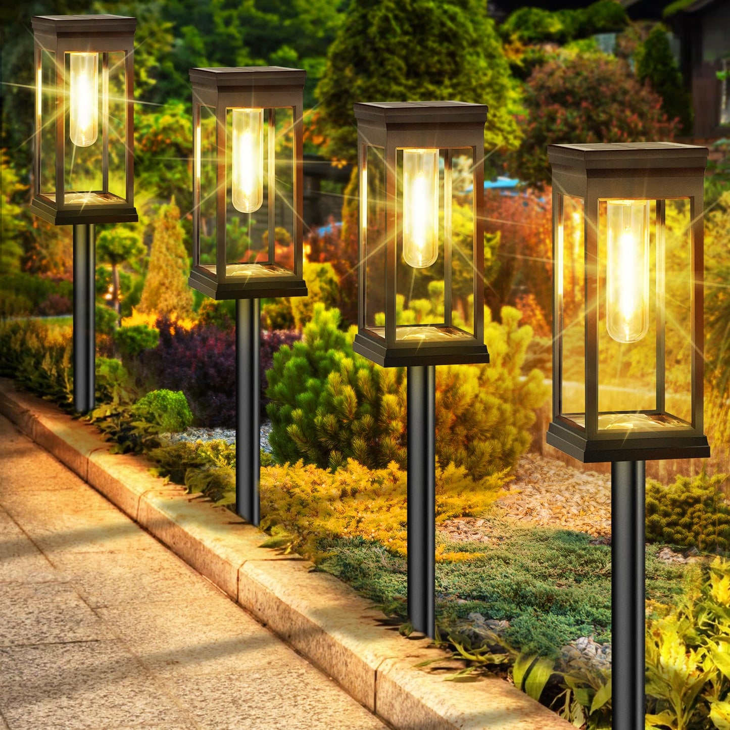 BesLowe 【Upgraded】 Solar Pathway Lights Outdoor, 12-Pack Large LED Solar Light Outdoor Waterproof, Super Bright Outside Lights for Yard, Sun-Powered Landscape Lighting for Garden Walkway, Warm White