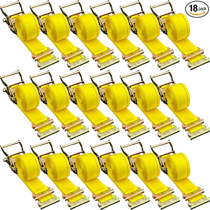 VEVOR 18PCS E Track Ratchet Strap, 2" x 15'E-Track Straps 4400 LBS Breaking Strength, Polyester Webbing & Spring Fitting &...