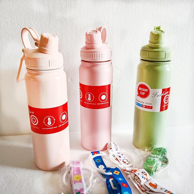 Gerrit 27 oz Insulated Vacuum Stainless Steel Water Bottle With Straight Drink Lid, Easy To Carry (White), Large capacity, carnification, YP234