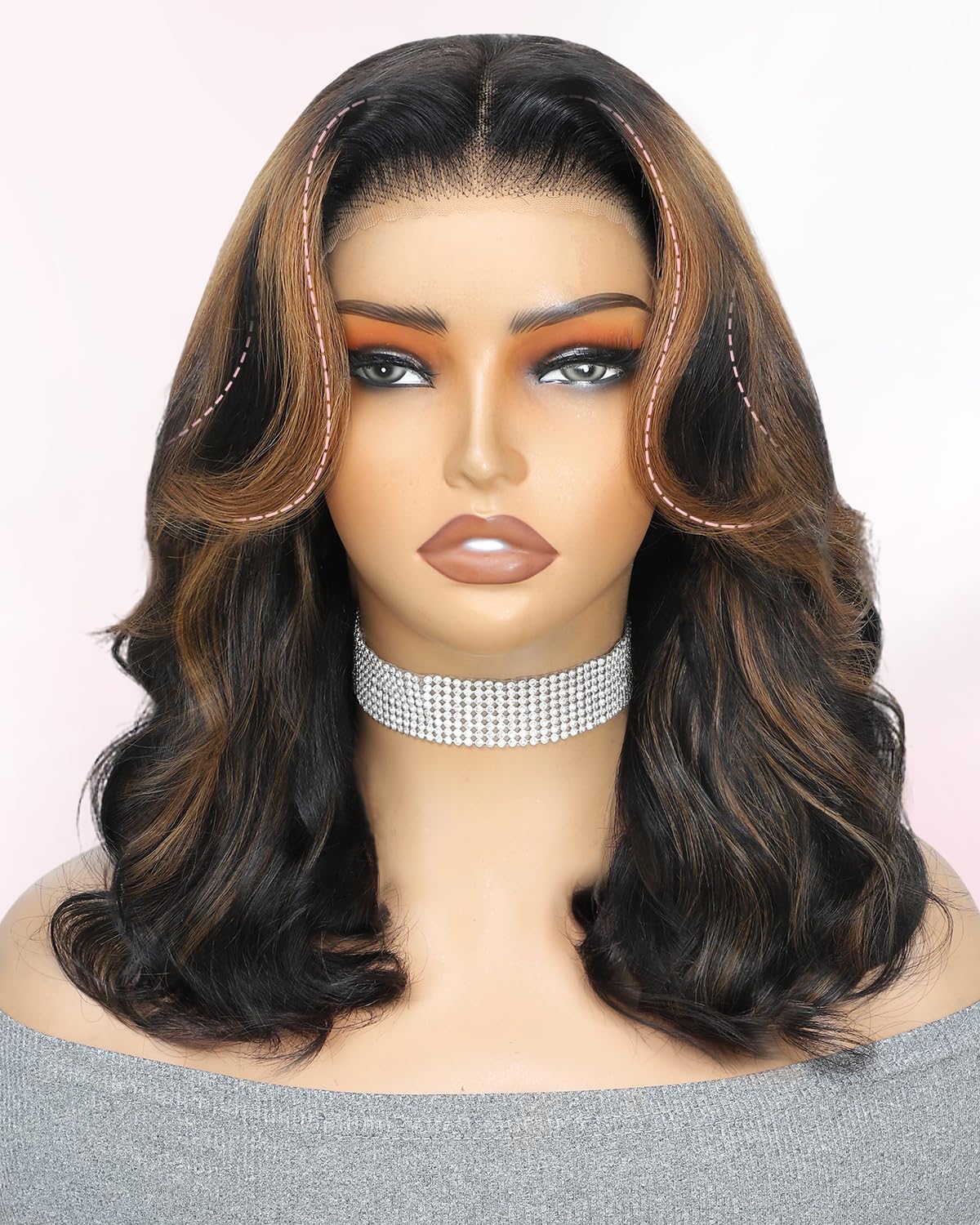 250 Density Curtain Bangs Face-Framing Highlight Bob Wig Human Hair 15A 6x6 Glueless Wigs Human Hair Pre Plucked Pre Cut Bob Loo