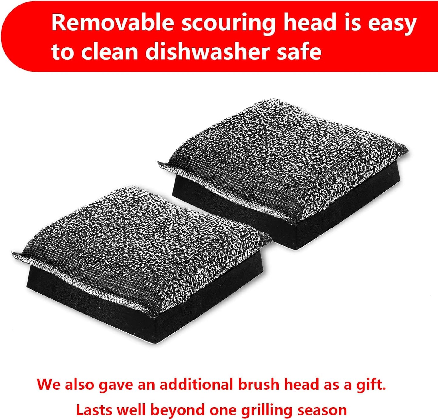 Grill Brush Bristle Free,Unique Steel Fibers Pad [Safe & Efficient] Perfect for Any Grill/Flat Tops Griddles - with 1 Replaceable Cleaning Head - Safe Grill Brush for Outdoor Grill