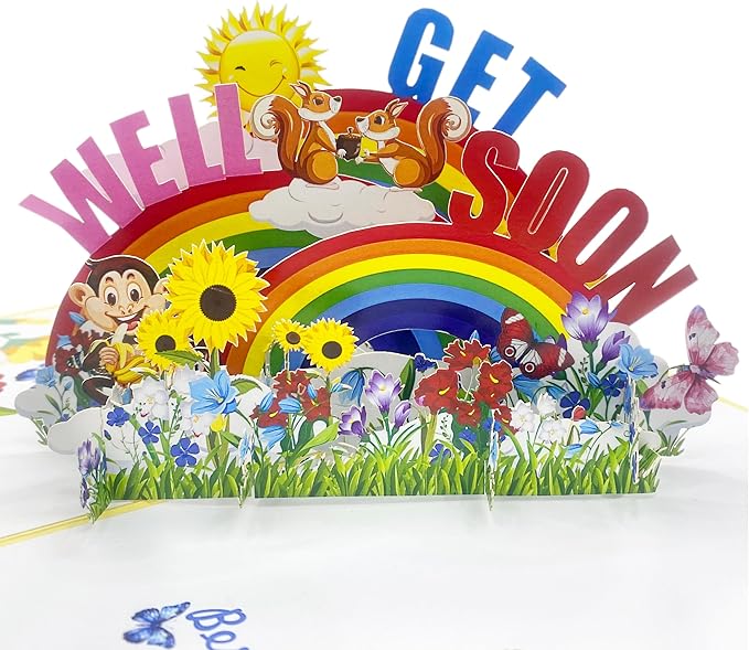 MeeSunnie Colorful Get Well Soon Card, 3D Pop Up Card, Card for Speedy Surgery Recovery, Thinking Of You, for Boss, Frien...