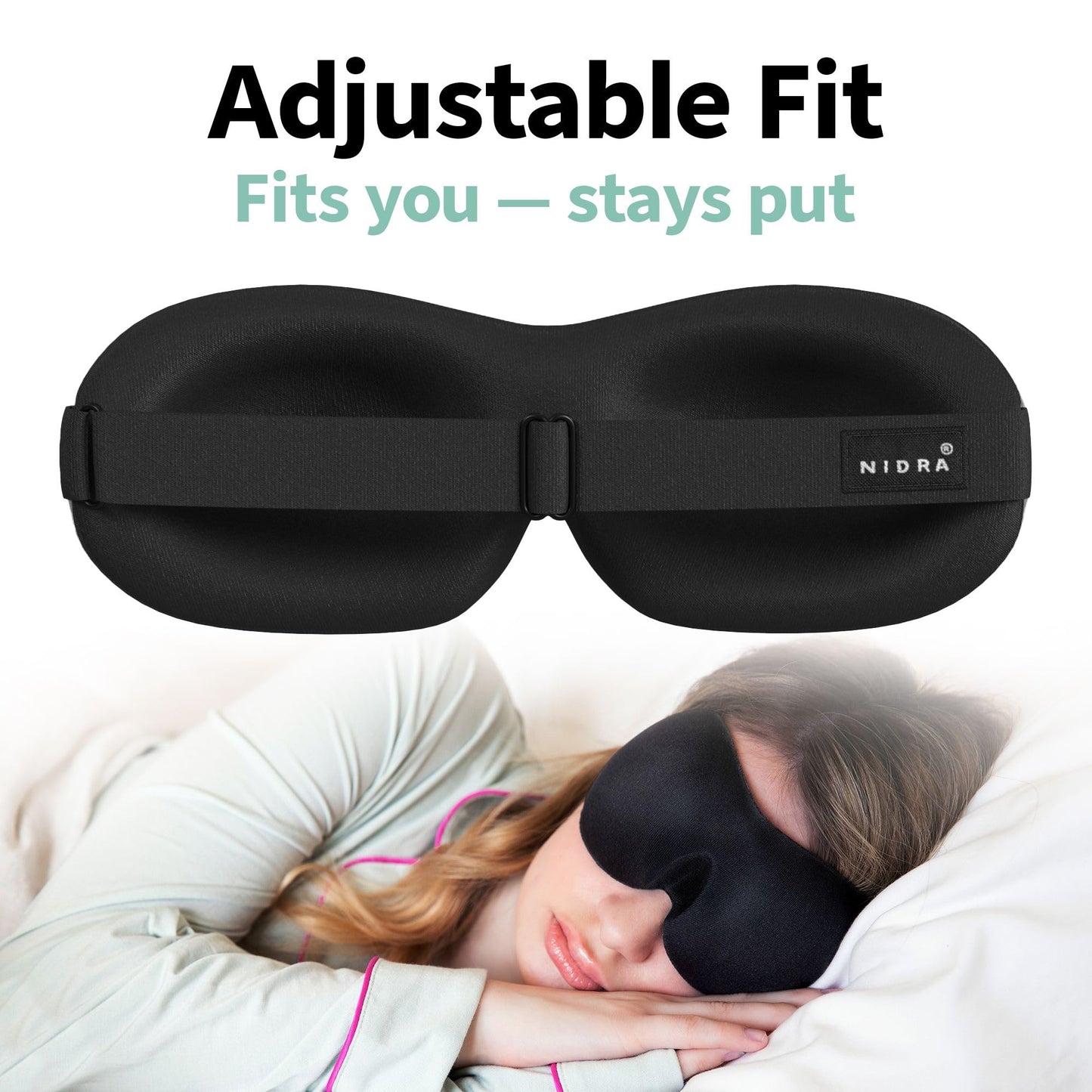 Nidra Contoured Sleep Mask for Side Sleepers – Zero Pressure Fit, Light Blocking Eye Shade for Sleeping & Travel – Brown, Standard Size