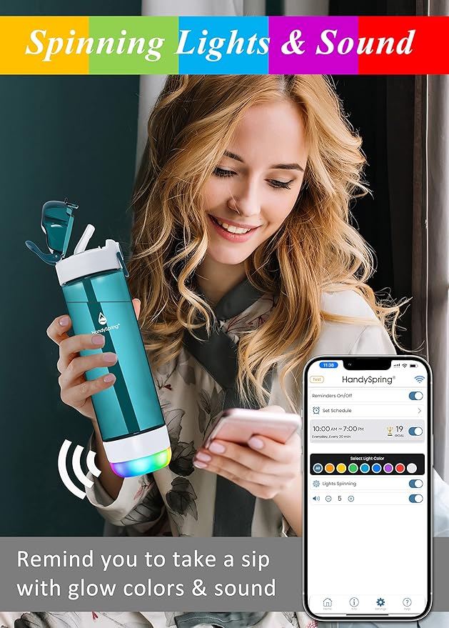 Smart Water Bottle with Reminder To Drink Water, Lights And Sound, Water Intake Tracker, Rechargeable, Tritan Plastic w/Straw, Gifts For Women, Men, Mom, Dad, Her, Him 26 Oz (purple)