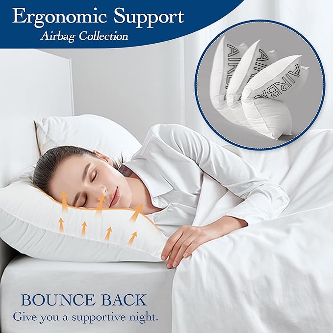 Premium Fluffy & Supportive King Size Bed Pillow for Side Back Stomach Sleepers to Relief Neck Pain, Hotel Quality Feather Down Alternative Soft Pillow for Sleeping, Skin-Friendly Cooling Smooth Cover