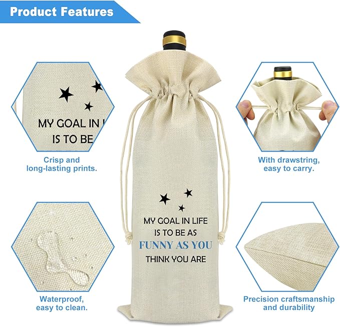 Dad Gifts from Daughter Son Mom Dad Wine Bag Gift Parent Gifts from Kids Dad Birthday Gift Ideas Father's Day Gifts for Dad Valentines Day Anniversary Christmas Funny Gag Gift Burlap Wine Bottle Bag