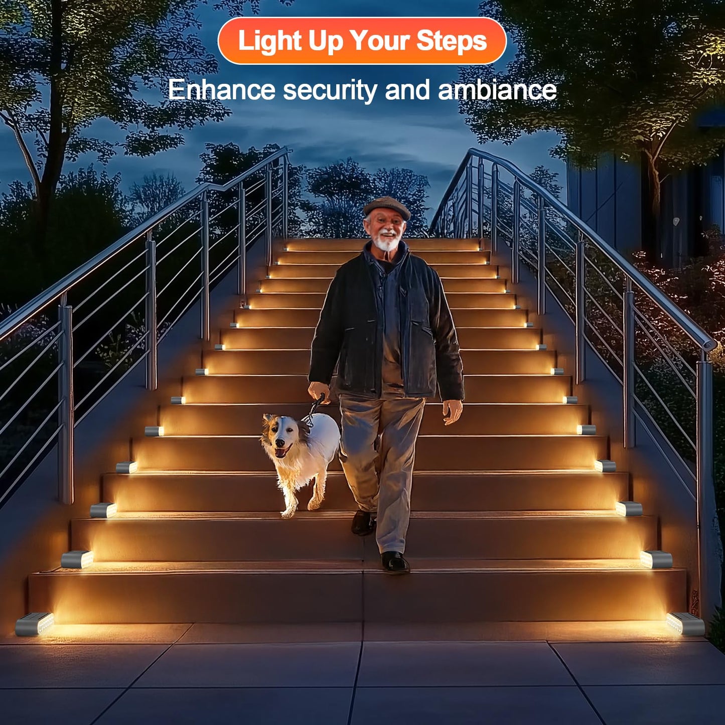 Xillumi Core Solar Step Lights For Outside  12-Pack Stair Light Outdoor Waterproof Ip67  14 Led Warm White Light Solar Powered Lighting For Steps  Stairs  Deck  Patio  Walkway  Front Porch Decor