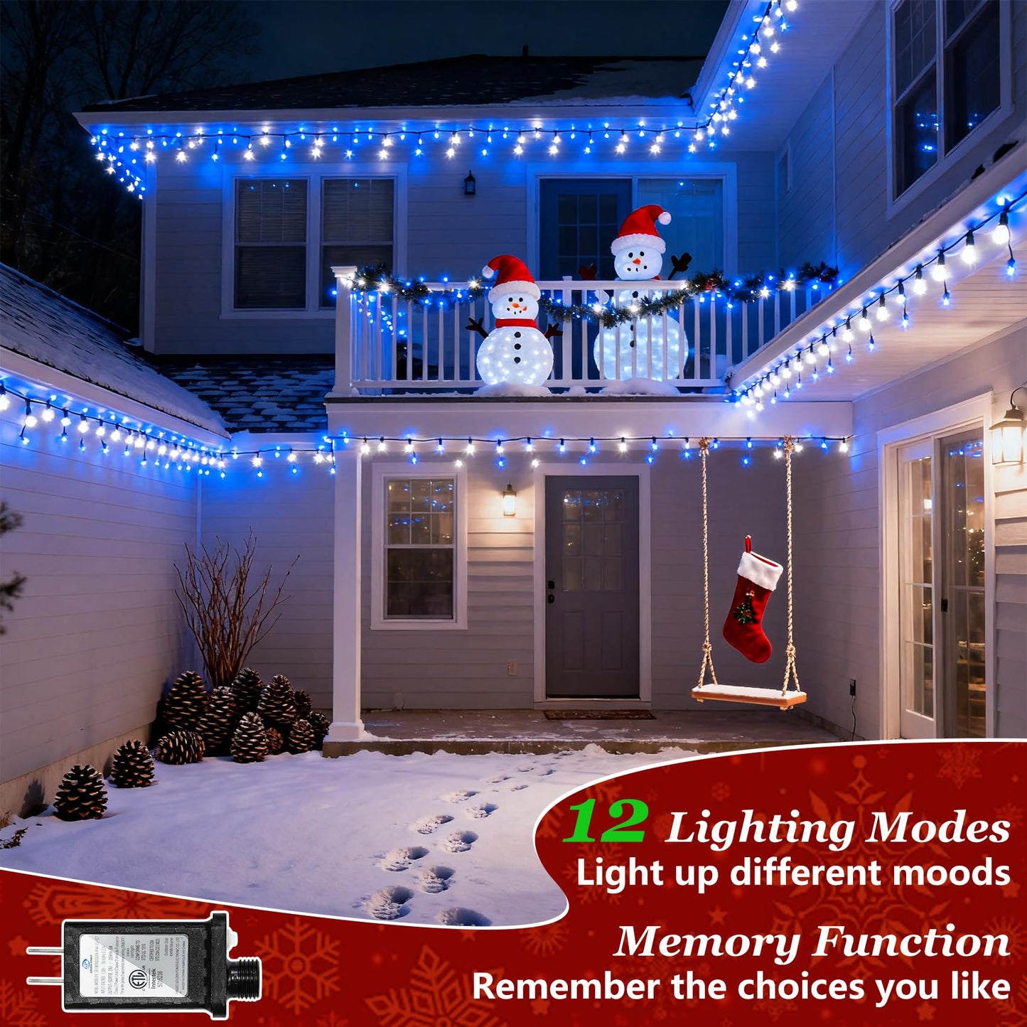 1500 Led Christmas Lights Outdoor With 12 Modes  470Ft Green Wire Christmas String Fairy Lights With Timer & Dimmable  Waterproof Twinkle Tree Lights For House Party Wedding Xmas Decor  Blue & White