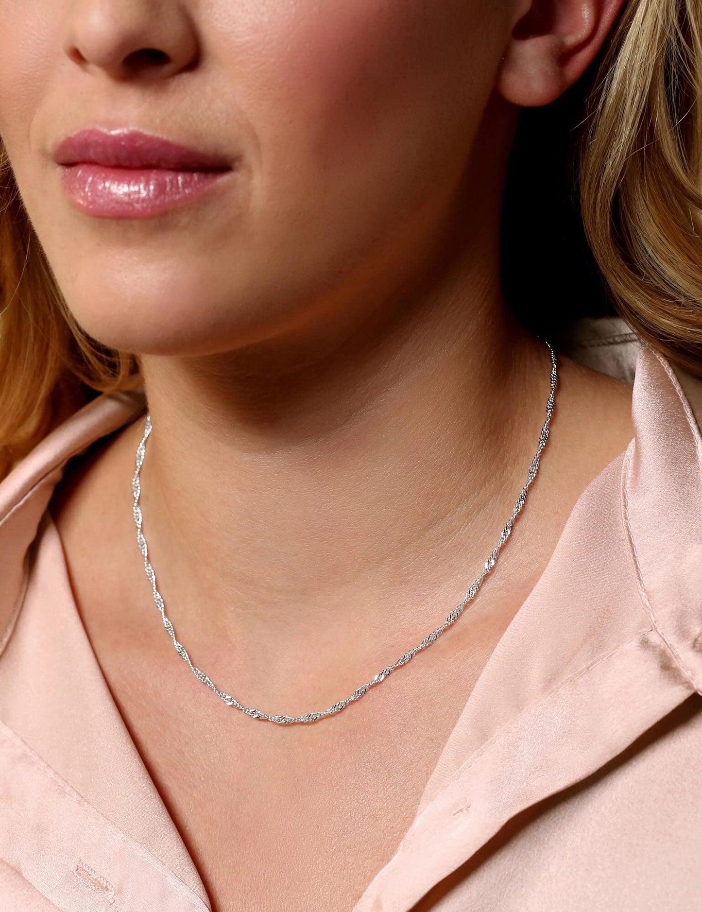 Waitsoul 925 Sterling Silver Singapore Chain Lobster Clasp 2.5mm Necklace for Women Silver Chain 24 Inches Gifts for Her
