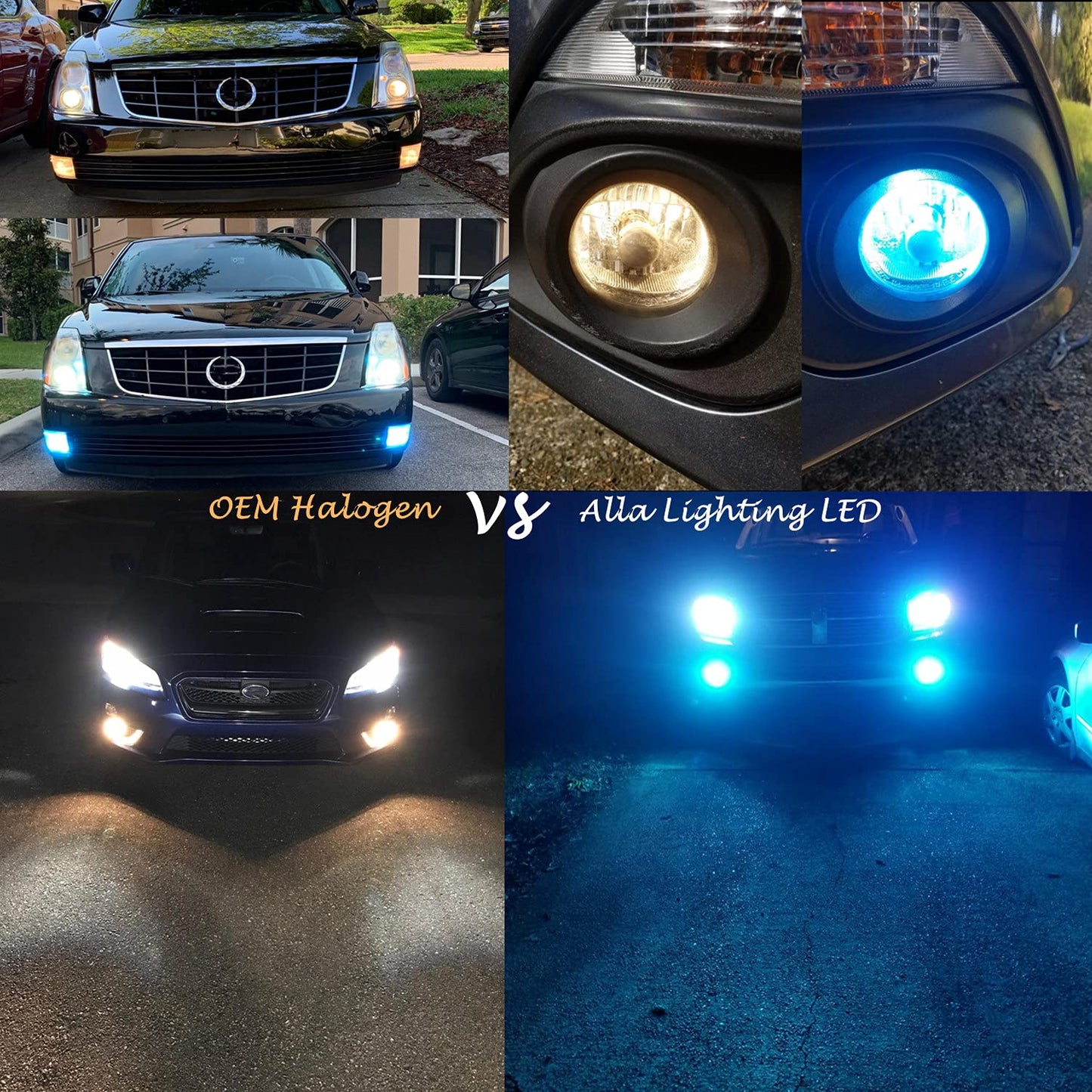 Alla Lighting 3800Lm 899 880 Led Fog Light Bulbs  Super Bright Pg13 Base 884 885 887 893 H27 H32  Eti 56-Smd (8000K Ice Blue)