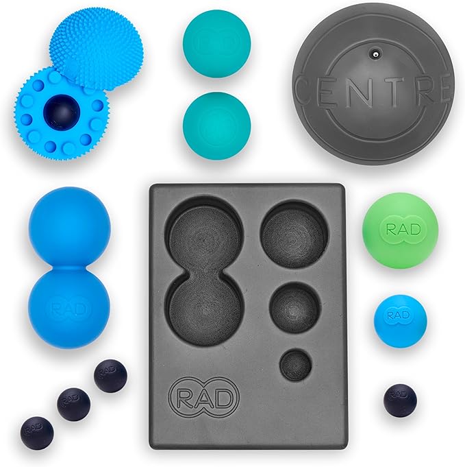 RAD Yoga Bundle for Myofascial Release, Muscle Recovery, & Relaxation – Includes Multi-Use Yoga Block, Neuro Ball Foot Rol...