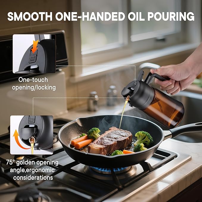 16oz/470ml Olive Oil Sprayer for Cooking, 2 in 1 Oil Dispenser Bottle Spray and Pour with Stickers, Premium Dark Brown Glass Oil Bottle for Air Fryer, and Salad