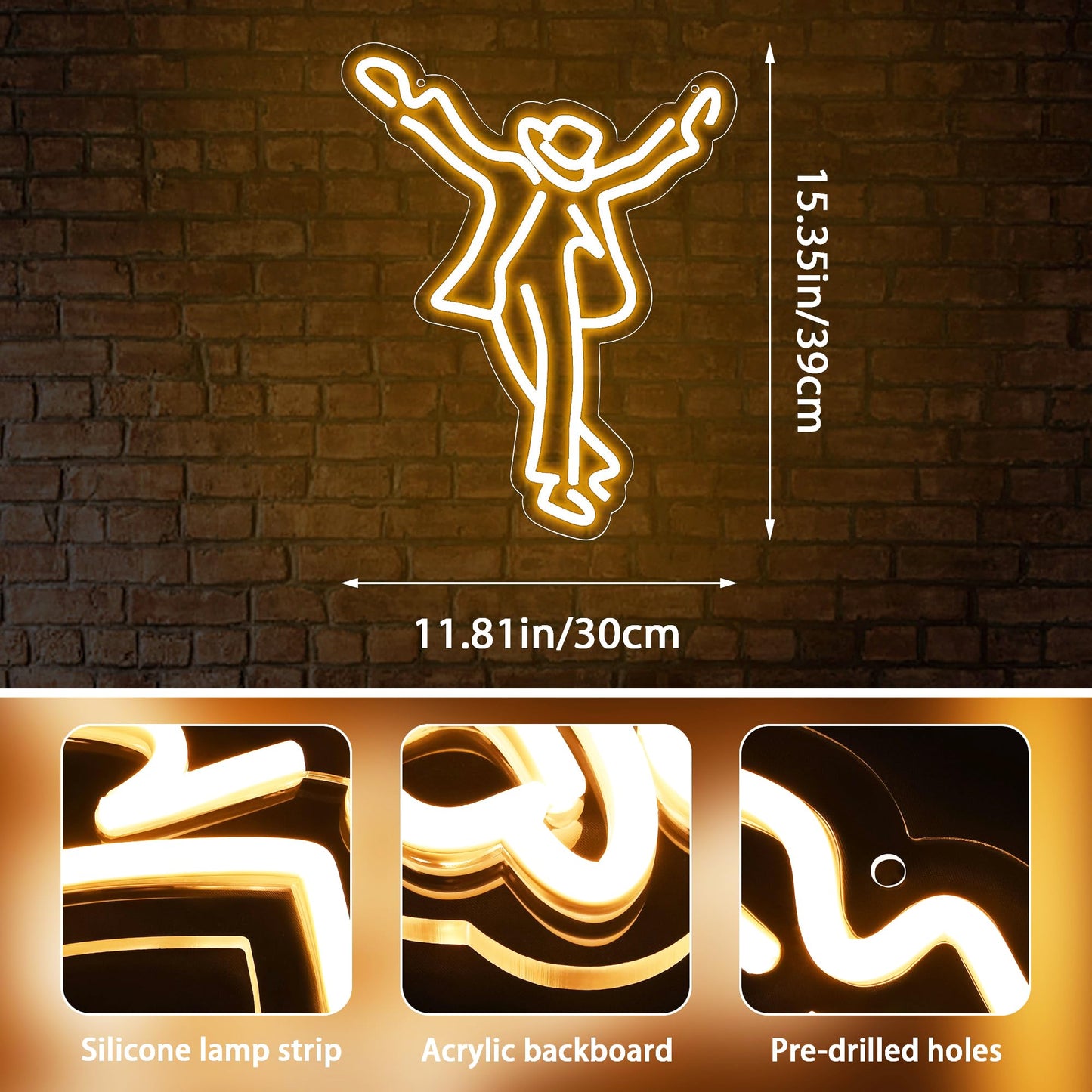 Dance Neon Sign For Wall Decor Michael Dance Neon Light For Man Cave Bar Party Game Room Mj Led Light Up Sigh For Men Wall Art Birthday Gift(Zkxd268)