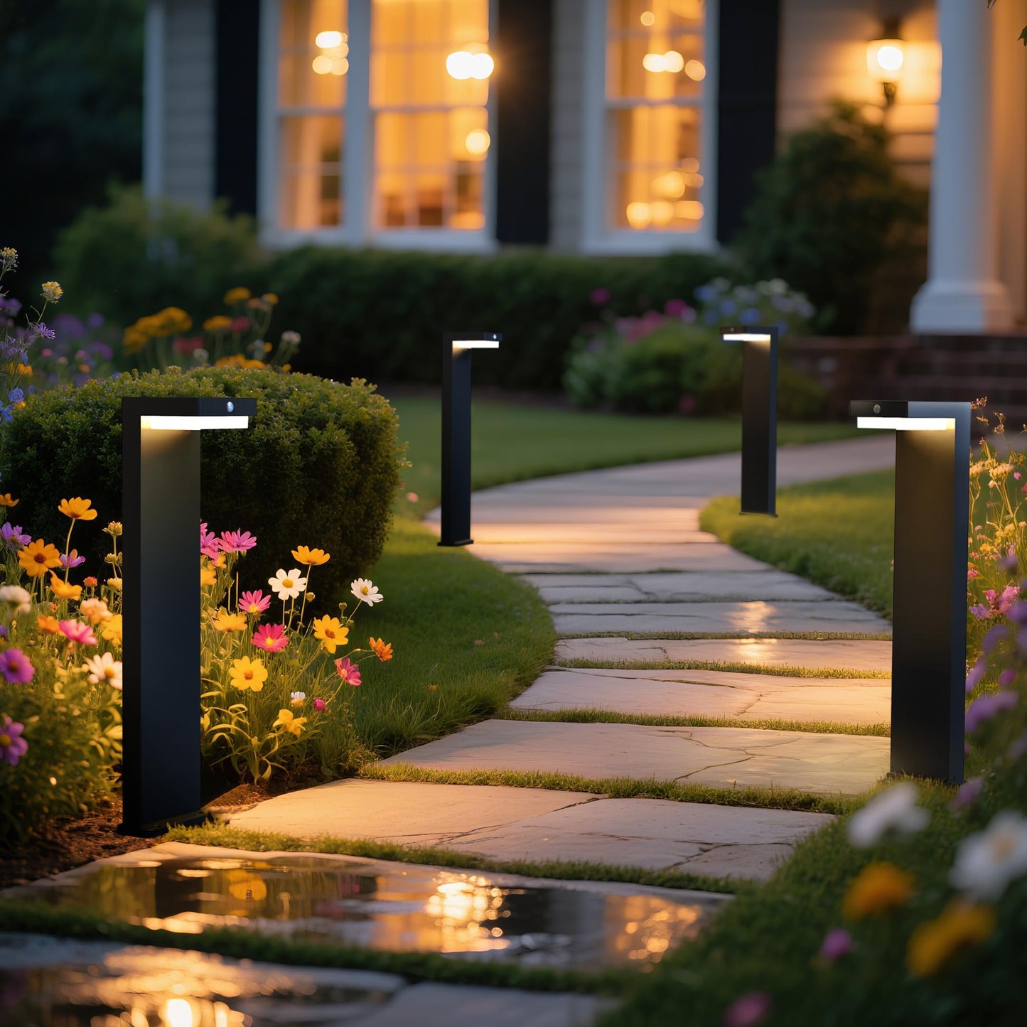 Verluce - Solar Pathway Lights - Walkway Solar Lights For Outside - Pir Sensor & Two Lighting Modes - Rechargeable Battery Lasts Up To 55 Hours - 3000K - Ip44 Weather Resistant - 4 Pack - 20.5 Height
