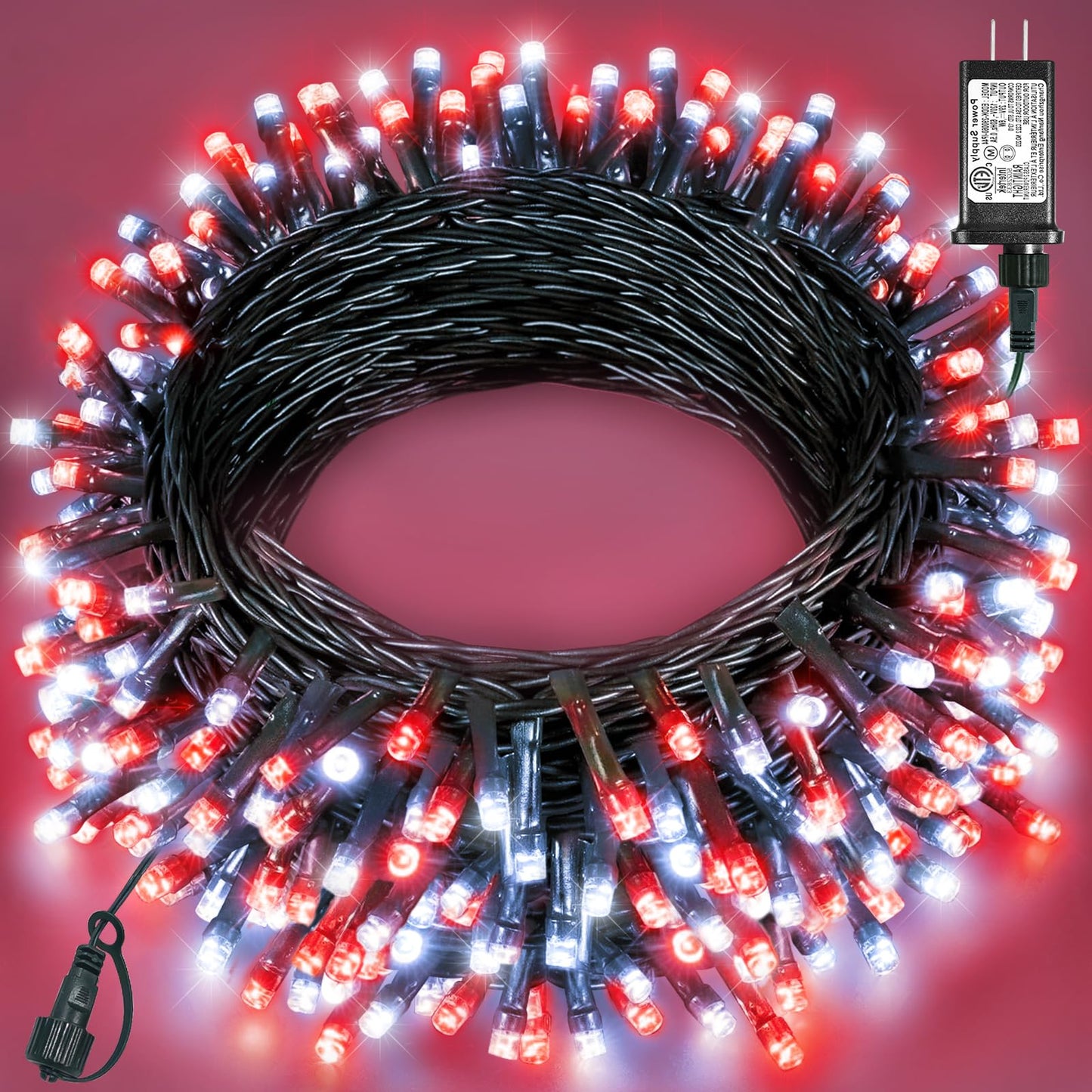 Red White Christmas Lights Outdoor  80Ft 240 Led Christmas Tree Lights Waterproof Plug In  8 Modes Connectable Christmas Decorations Green Wire For Indoor Bedroom Xmas Patio Party