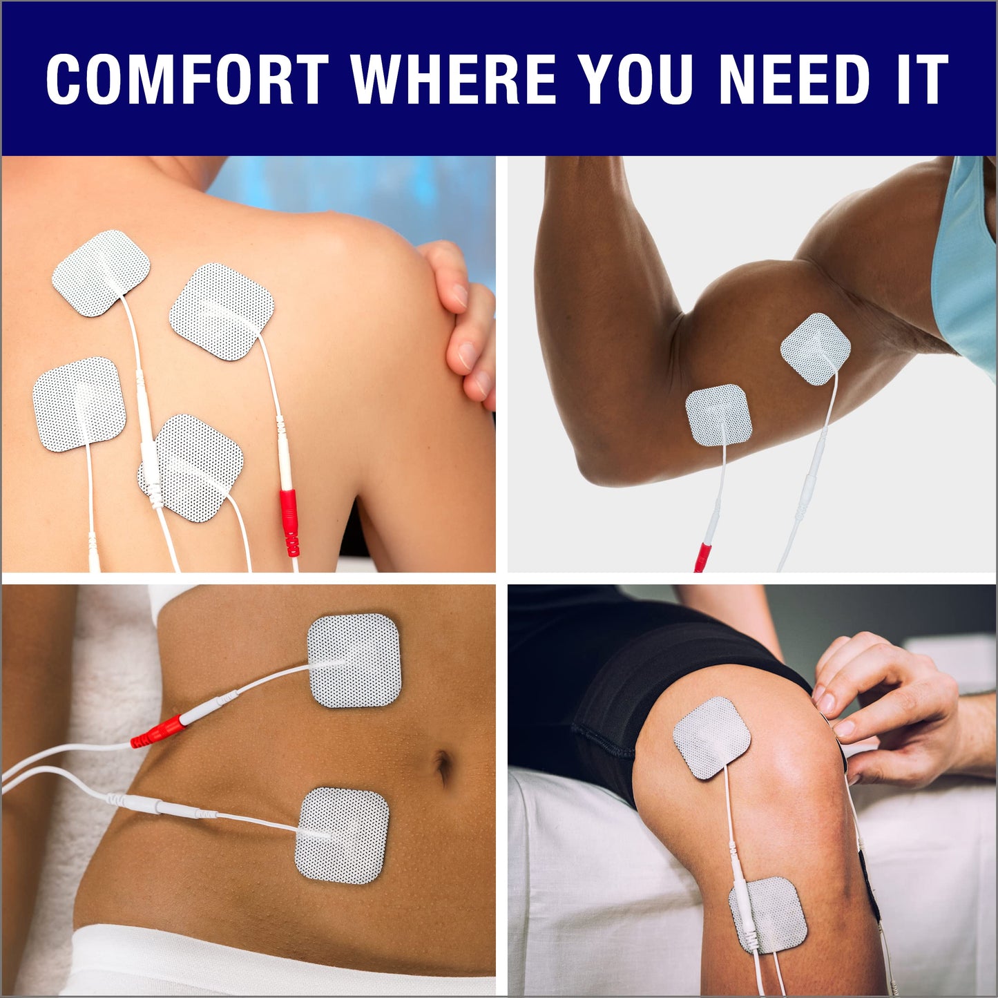 Syrtenty TENS Unit Pads 2x2 44 pcs Reusable Replacement Electrode Patches for Electrotherapy