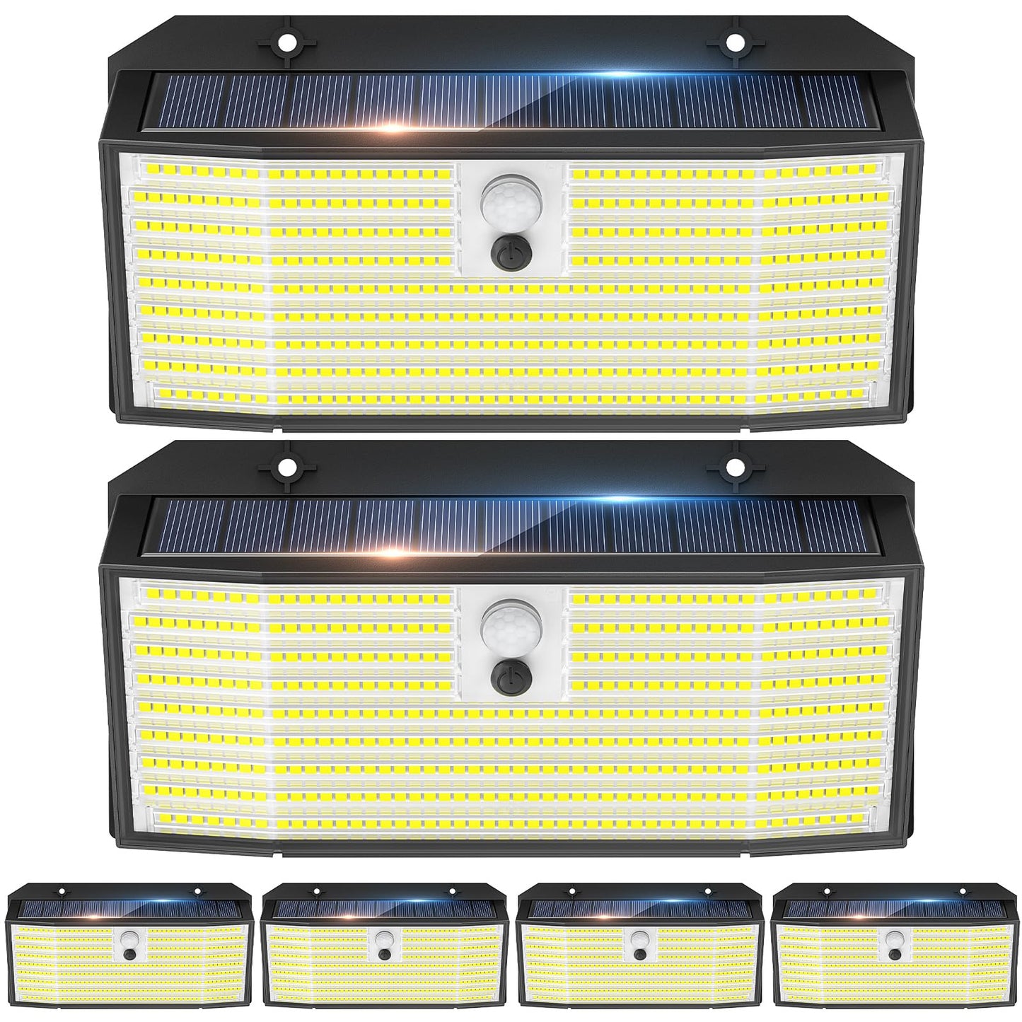 APILAB Solar Lights Outdoor, 418 LED Motion Sensor, IP65 Waterproof, 6 Pack, Black, Model SL419AB