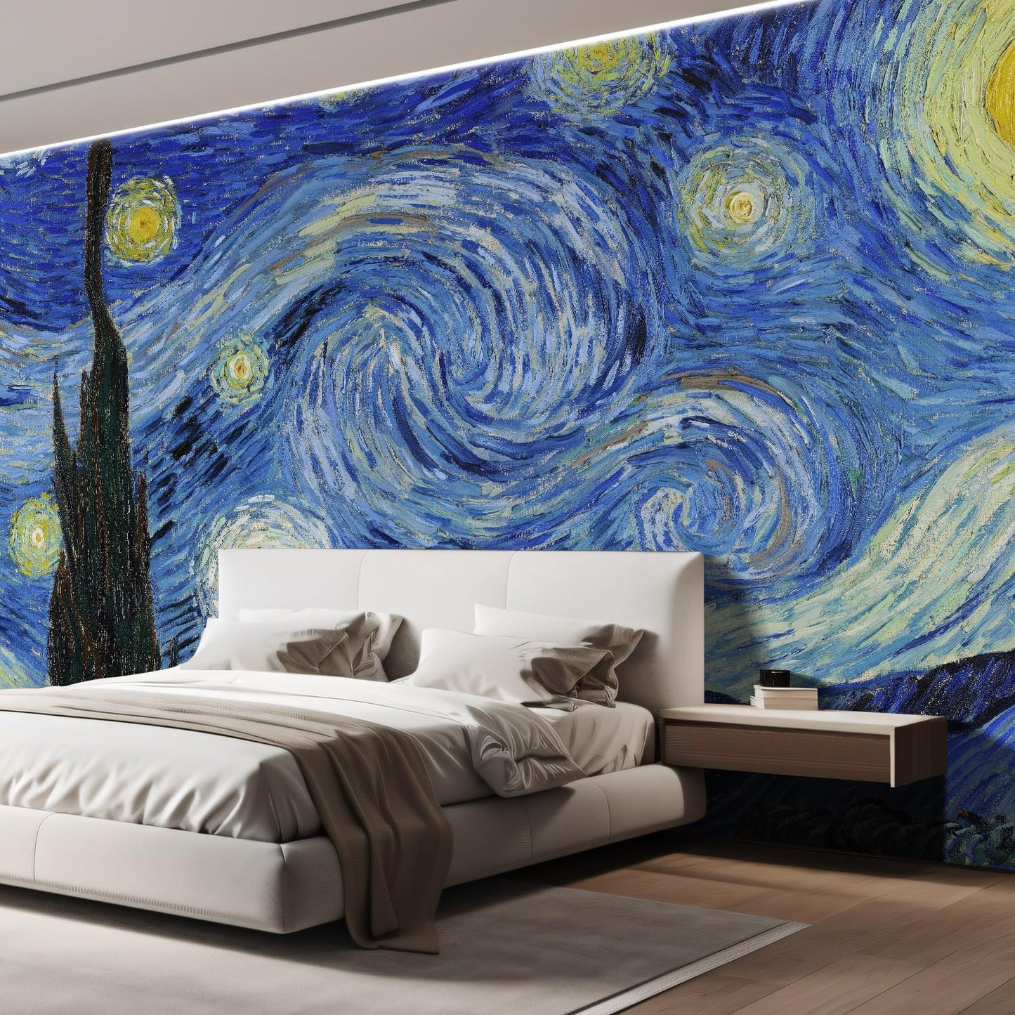 wall26 Starry Night by Vincent Van Gogh Dutch Impressionism 20th Century Artist Peel and Stick Large Wall Mural, Removable Wallpaper, Home Decor - 108x168 inches