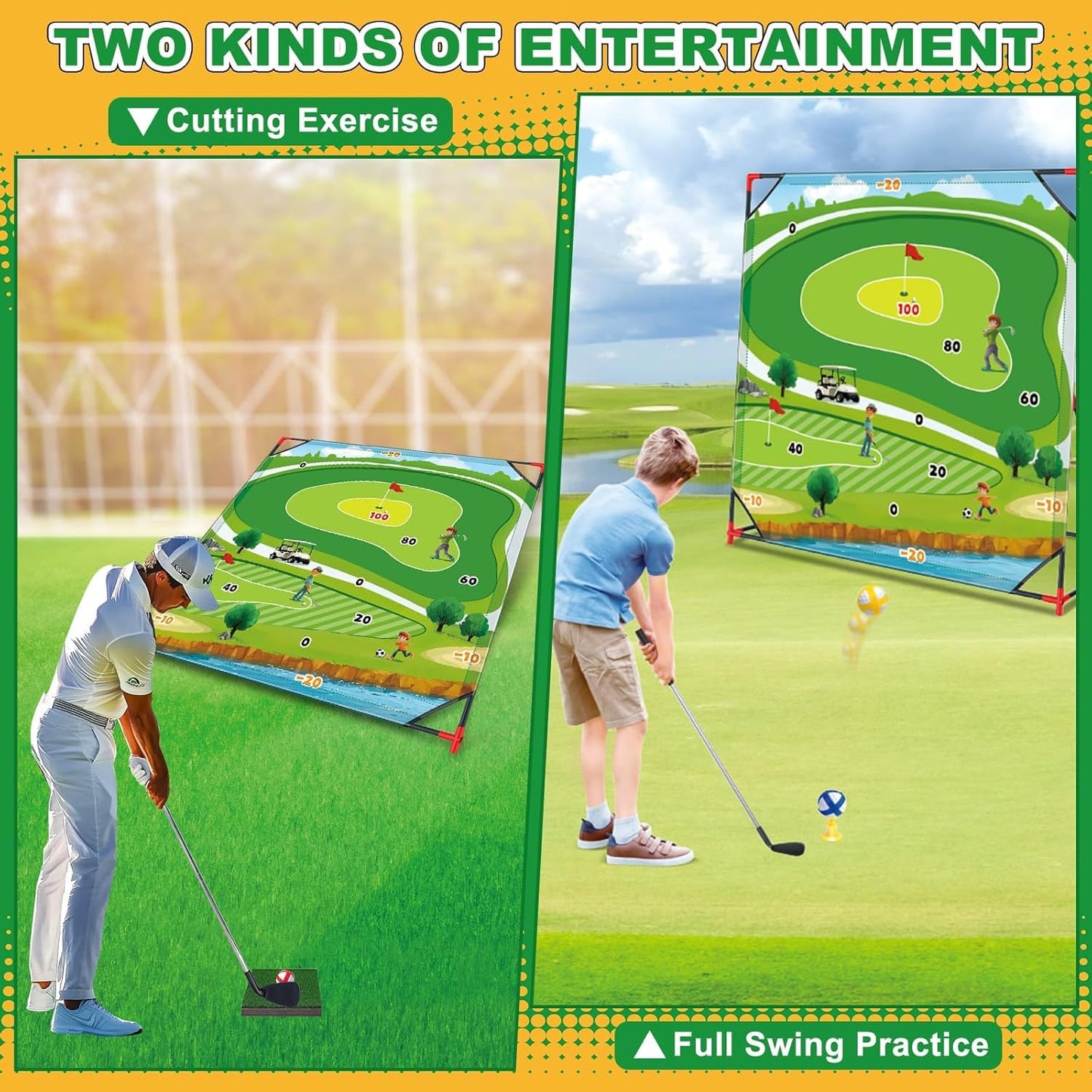 Golf Game Play Set for Kids, Golf Chipping Games with Sticky Golf Balls Darts Soccer Balls & Bean Bags, Fun Outdoor Lawn Beach Backyard Party Activities for Teens Adults