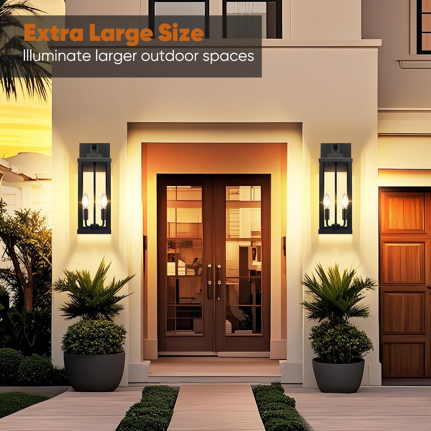 Beslowe 18  Upgraded Motion Sensor Outdoor Wall Lights  Dusk To Dawn Porch Lights Outdoor Wall Sconces  3 Lighting Modes Exterior Lighting Fixtures With Hooks  Bronze Outside Lights For House  2-Pack