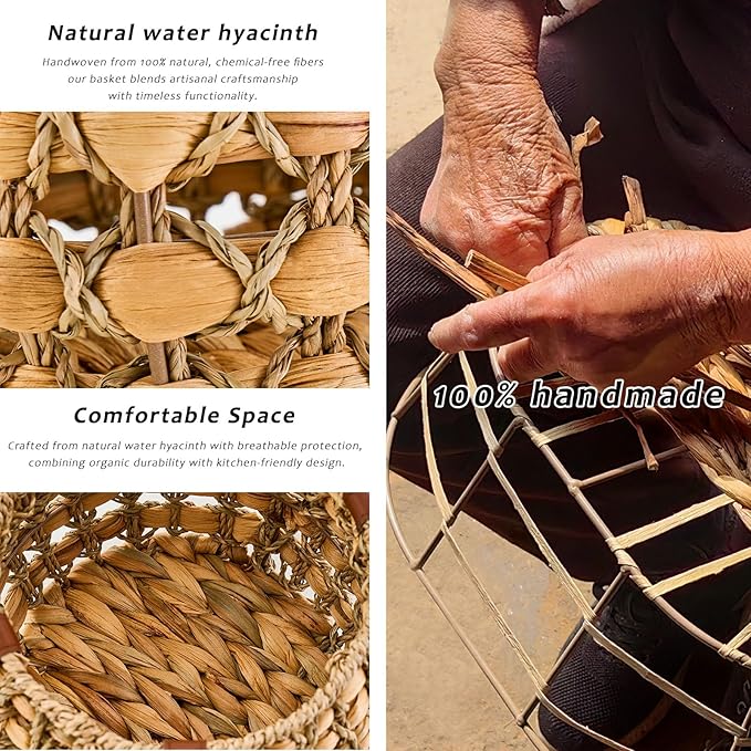 Farmhouse Oval Egg Baskets for Collecting Fresh Eggs,Small Wicker Basket with Handle,Garden Harvest Basket for Gathering Vegetables,Fruit Basket Bin for Kitchen,Garden,Picnic (Round-S)