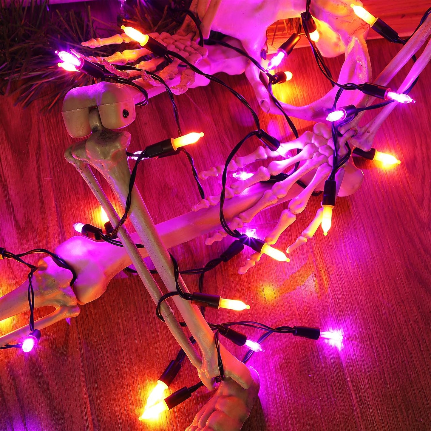 Waterglide 50 Led Halloween String Lights, 16 Ft Waterproof Mini Lights, Orange & Purple, 8 Modes, Battery Operated For Indoor/Outdoor Use