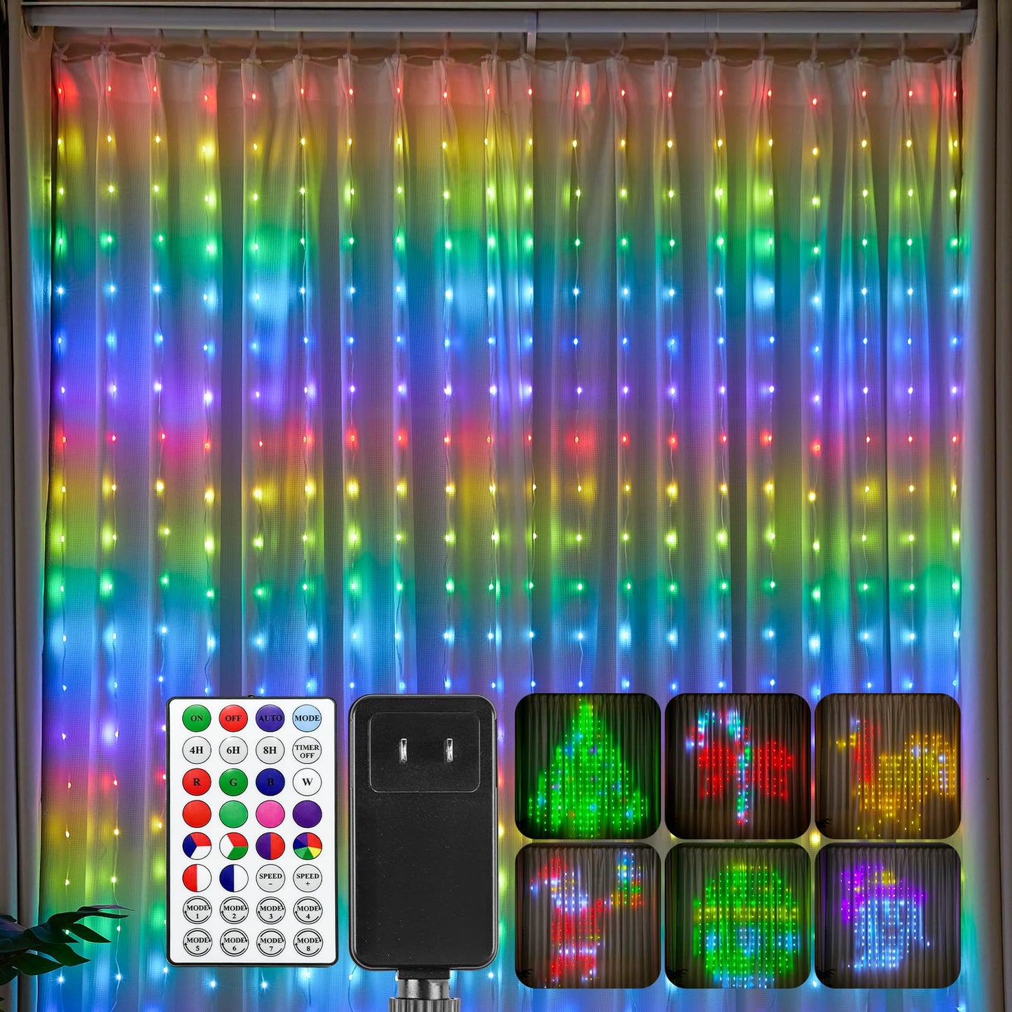 Brightown 540 Rgbic Led Smart Curtain Fairy Lights  4.9X6.6Ft Dynamic Color Changing Christmas String Lights With Remote  Ip65 Waterproof Smart Wall Window Lights For Bedroom Living Room Garage
