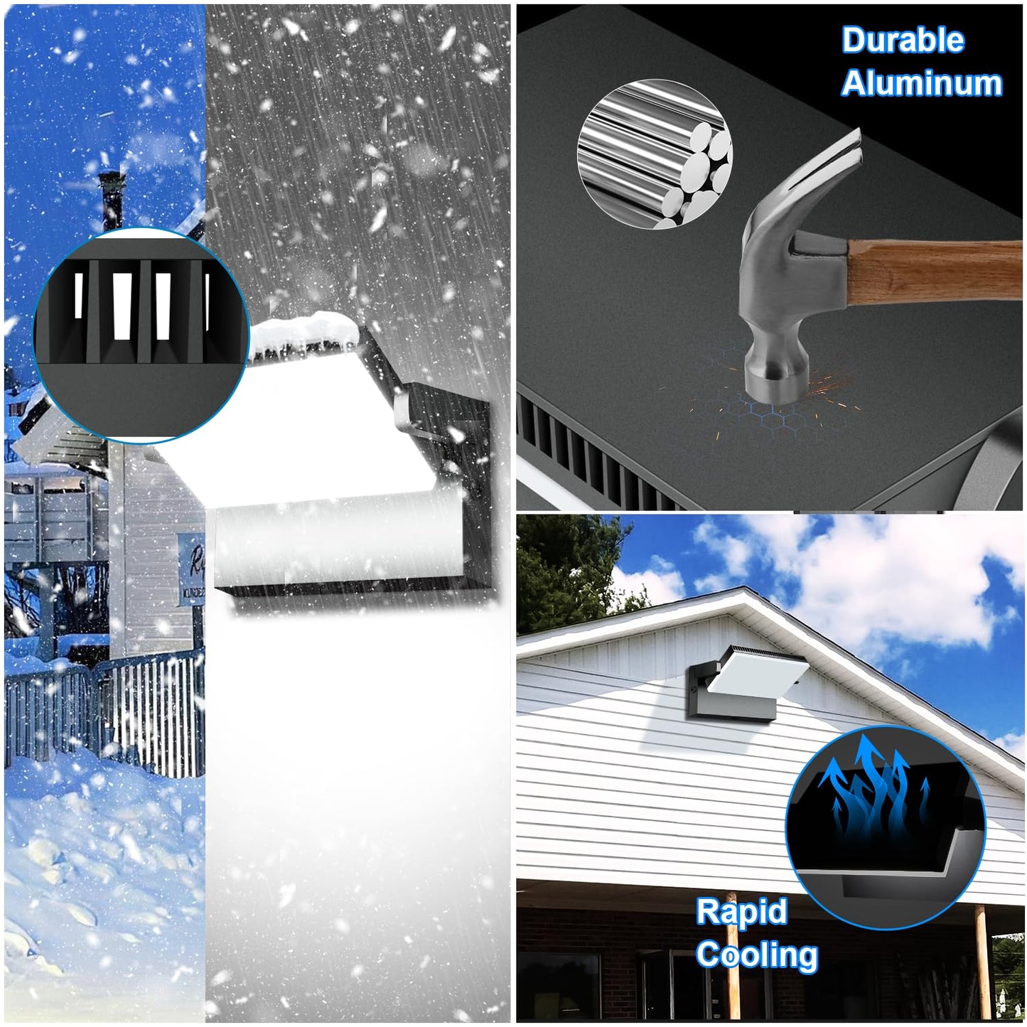 Ledmo 150W Led 360 Rotatable Flood Lights  Outdoor Adjustable Head Exterior Lighting Fixture  5000K Waterporof Commercial Security Wall Pack For Yard  Garage  Barn  House  4 Pack
