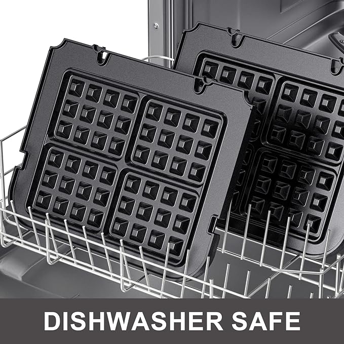 Waffle Plates for Cuisinart Griddler GR-4N, GR-5B, GR-6 and GRID-8N Series - 4 Slicer Nonstick Coating Baking Plates