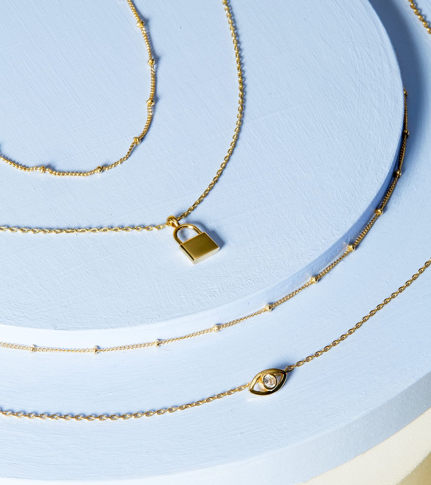 PAVOI Rhodium Plated Layered Lock Pendant Necklace | Layering Necklaces for Women | Dainty Minimalist Design Pendant (Lock, Whit