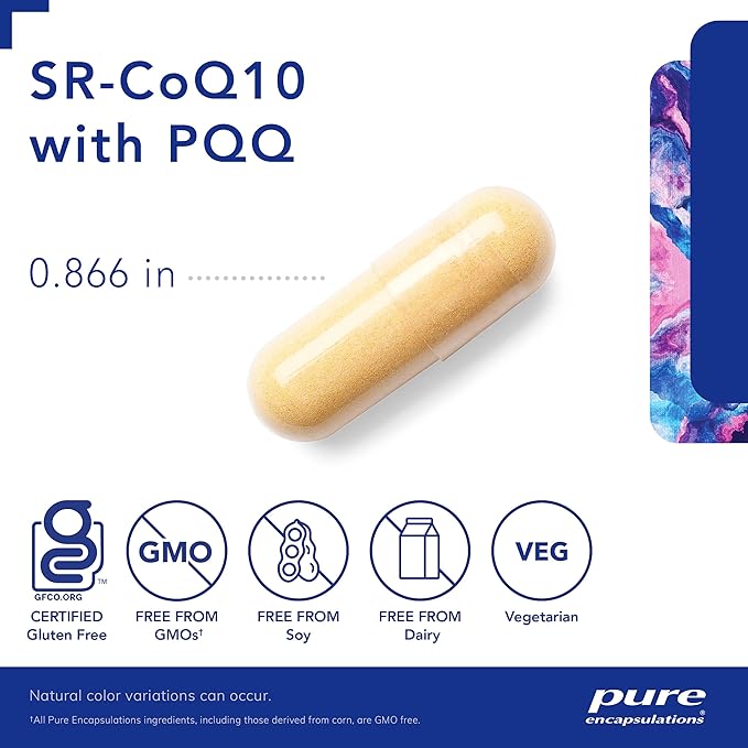 Pure Encapsulations SR-CoQ10 with PQQ - Heart Health Support* - Sustained Release Technology - Antioxidants Supplement - Gluten Free, Vegetarian & Non-GMO - 60 Capsules