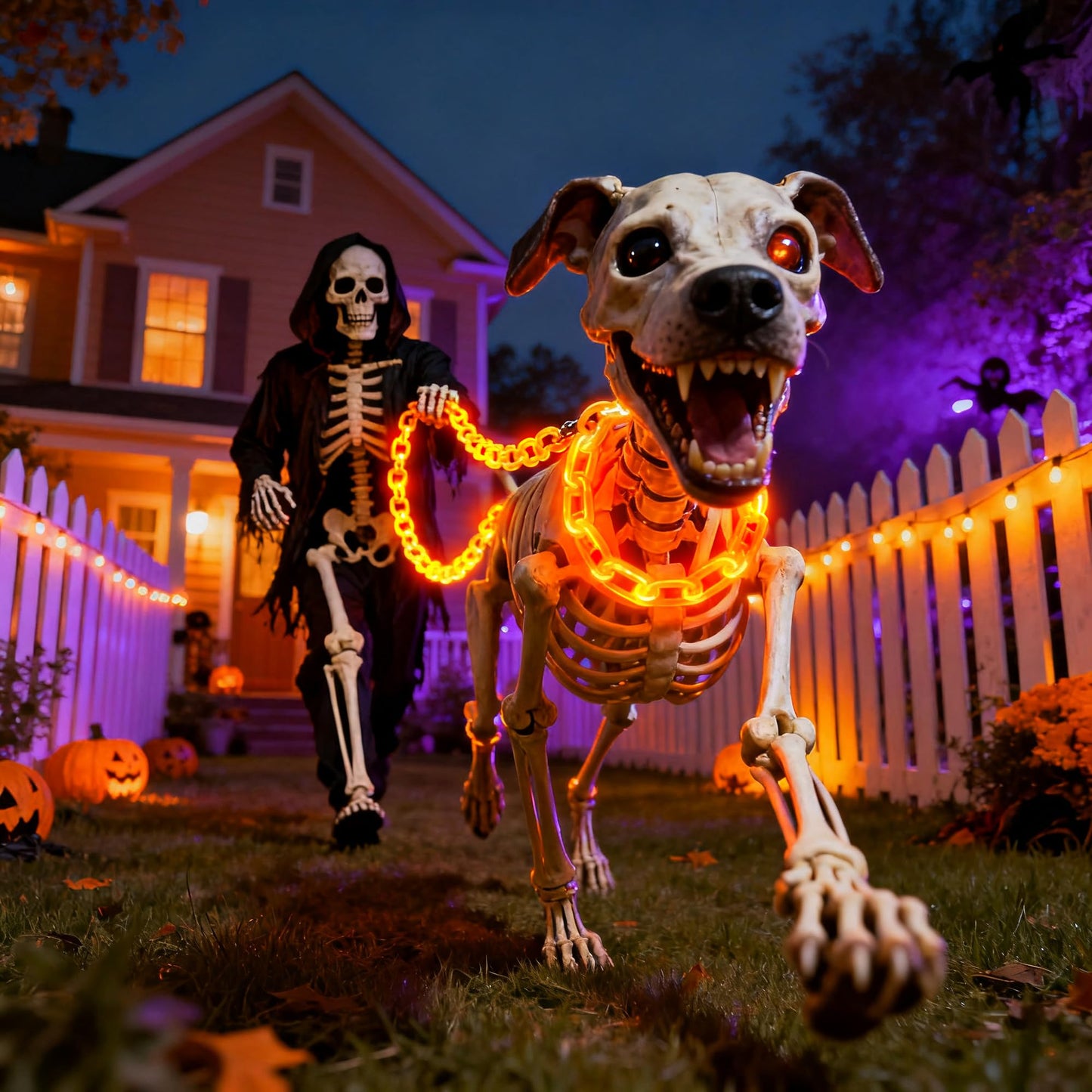 NWLIGHT Halloween Decoration Solar Light String, 13FT, 200 LED, Orange, IP44 Waterproof, 8 Lighting Modes