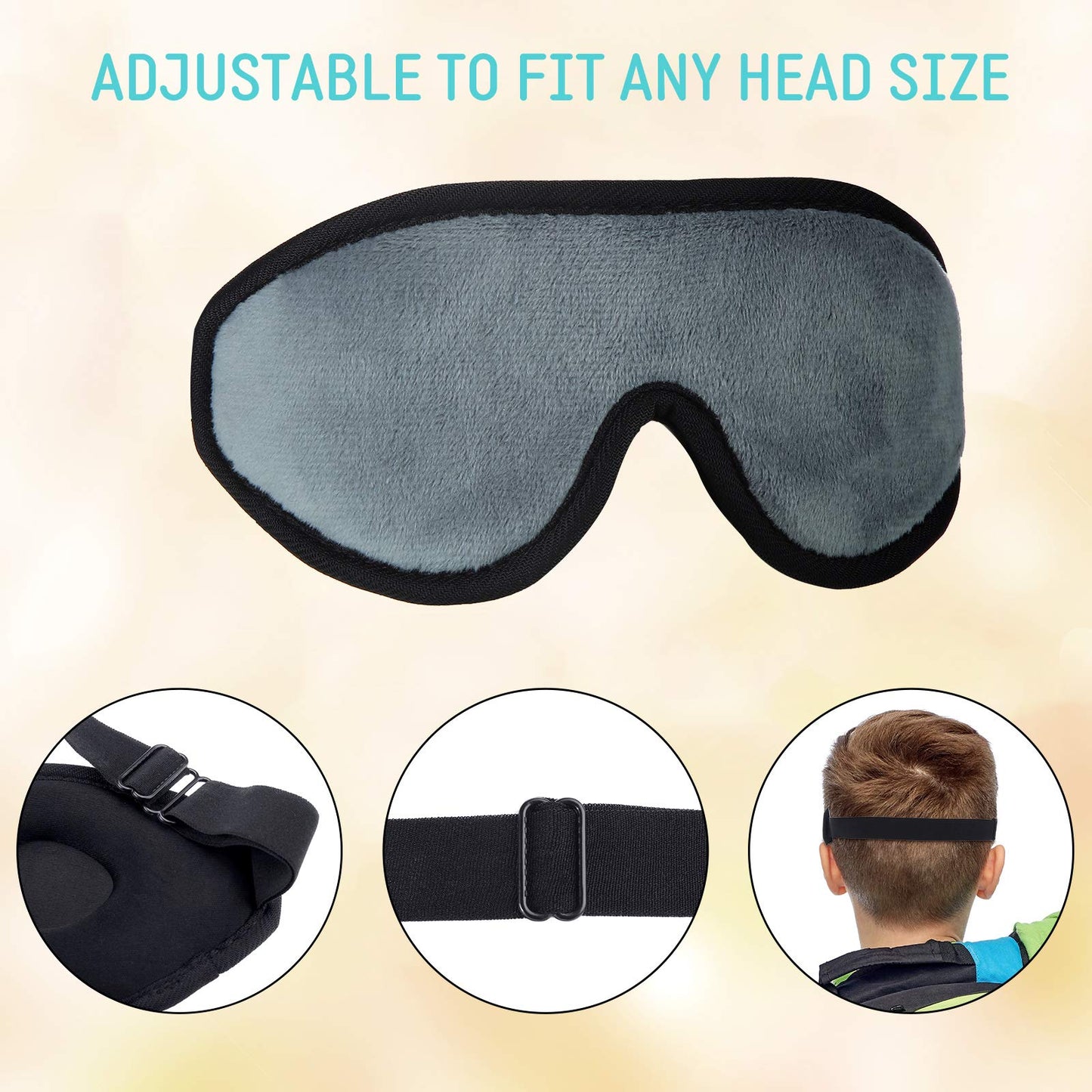 2 Pieces 3D Sleep Mask for Kids Memory Foam Contoured Eye Mask, Travel Sleep Eye Cover with Adjustable Strap, 3D Blindfolds(Gray and Green)