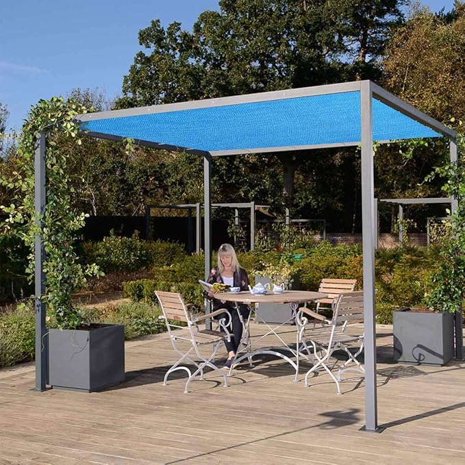 Eden's Decor Straight Flat-Edged Sun Shade Sail Rectangular 4' x 20' Blue UV-Blocking Outdoor Canopy Fabric Cloth Awning for Pergola Patio Garden Backyard Custom Size