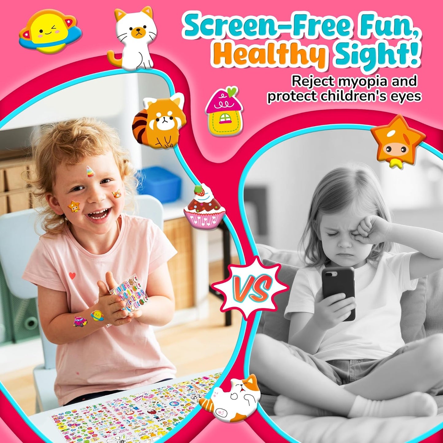 Sinceroduct 3200+ 3D Puffy Stickers, 64 Unique Sheets Ultimate Kids Sticker Fun Pack, Preschool Sticker Sheets for Reward, Craft, Scrapbooking Including Animal, Fruits, Dinosaurs, Cars and More.