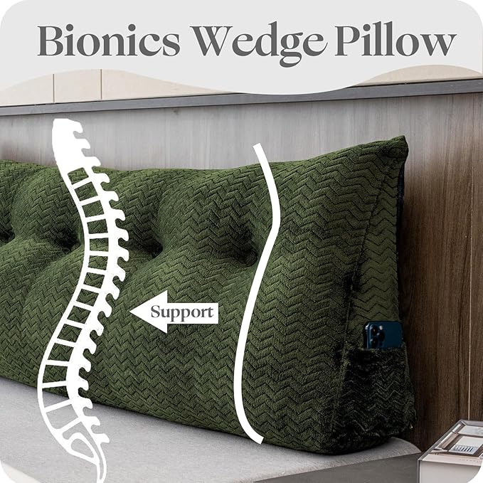 Large Bolster Triangular Headboard Wedge Backrest Positioning Support Bed Rest Reading Pillows Headboard Wedge Pillows for Day Bed Bunk Bed with Removable Cover